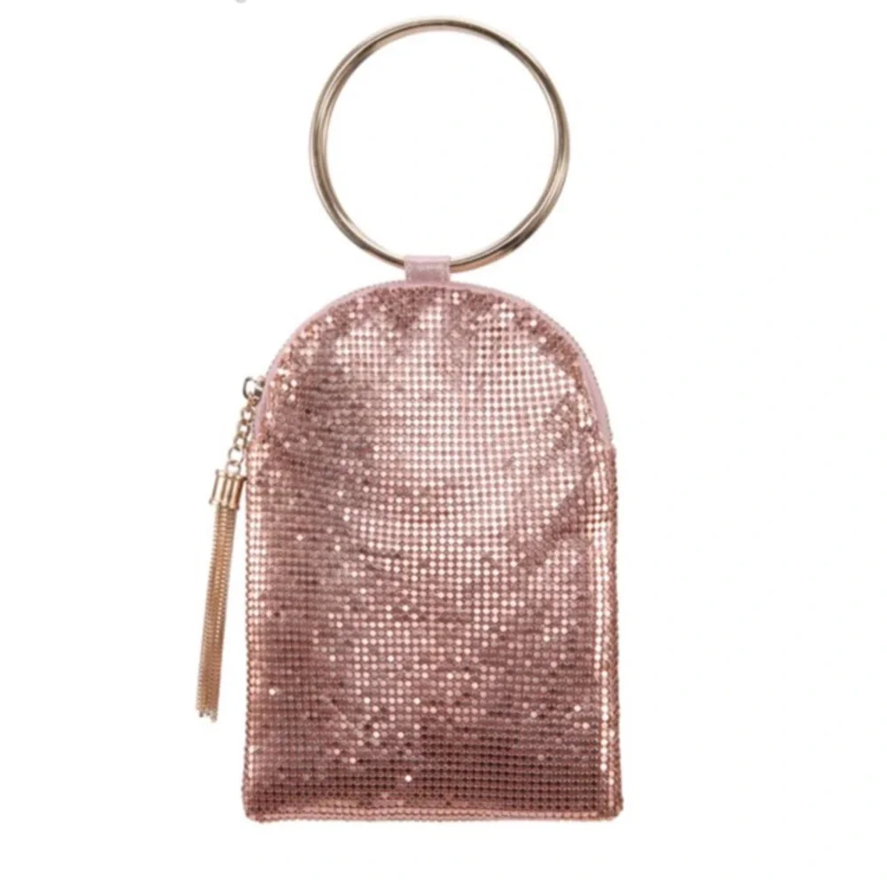 NWT Nina Chandler Rose Gold Mesh Metallic Clutch - Picture 3 of 8
